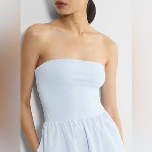 Chic Strapless Sky Blue Dress Maternity wear